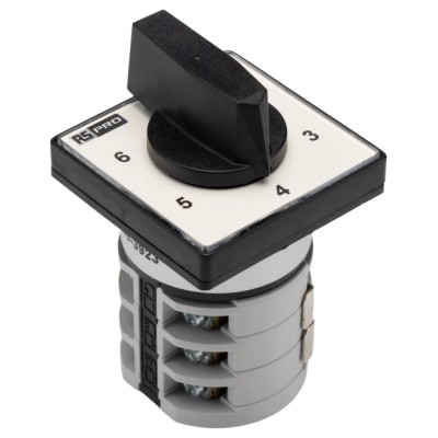 RS PRO Rotary Cam Switch 6 Position 60° Knob Actuator 20A Panel Mount 208-3923