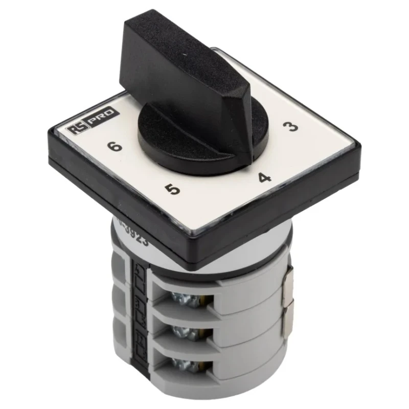 RS PRO Rotary Cam Switch 6 Position 60° Knob Actuator 20A Panel Mount 208-3923
