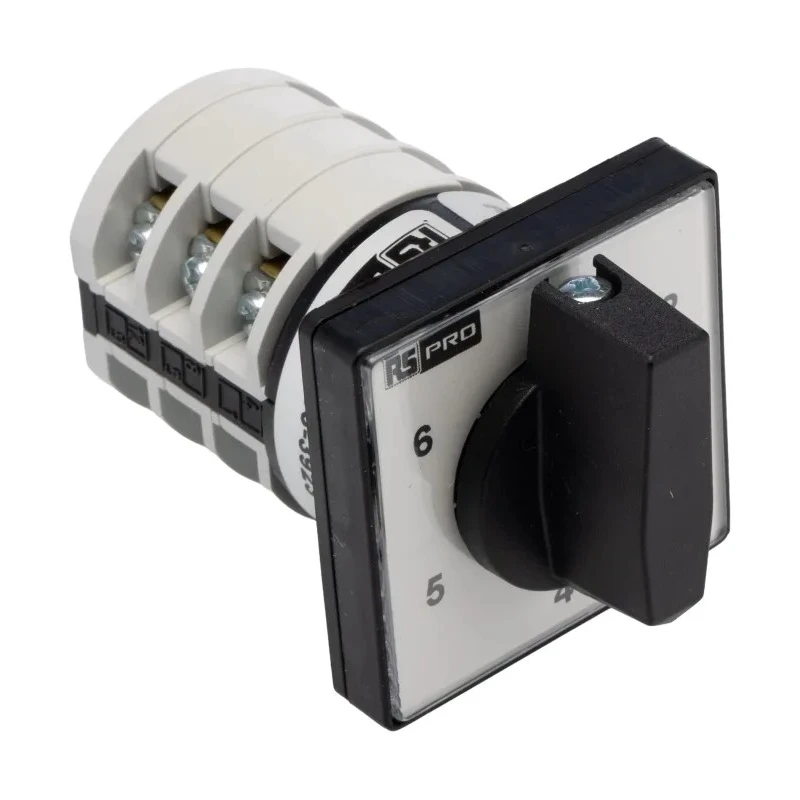 RS PRO Rotary Cam Switch 6 Position 60° Knob Actuator 20A Panel Mount 208-3923