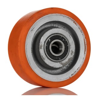 RS PRO Polyurethane Trolley Wheel 350 kg, Cast Iron Hub, Double Ball Race, 100mm Diameter, 208-6040