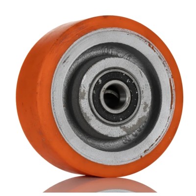 RS PRO Polyurethane Trolley Wheel 350 kg, Cast Iron Hub, Double Ball Race, 100mm Diameter, 208-6040