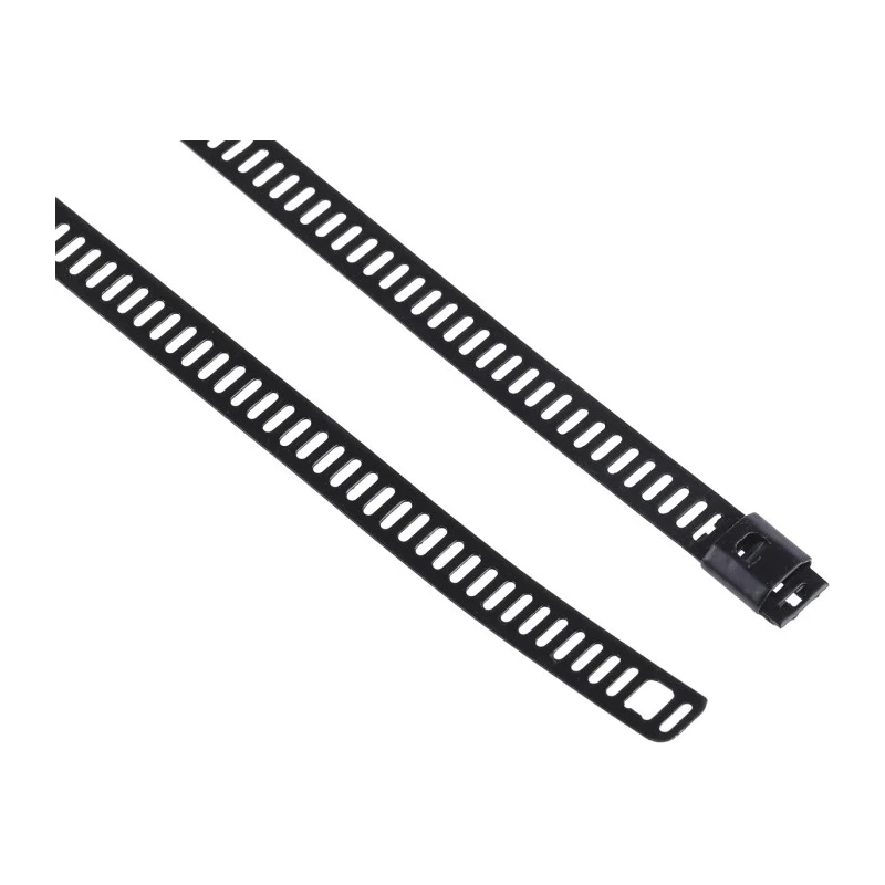 RS PRO Cable Tie Ladder Type Black Polyester Coated Stainless Steel 610mm x 7mm 121-674
