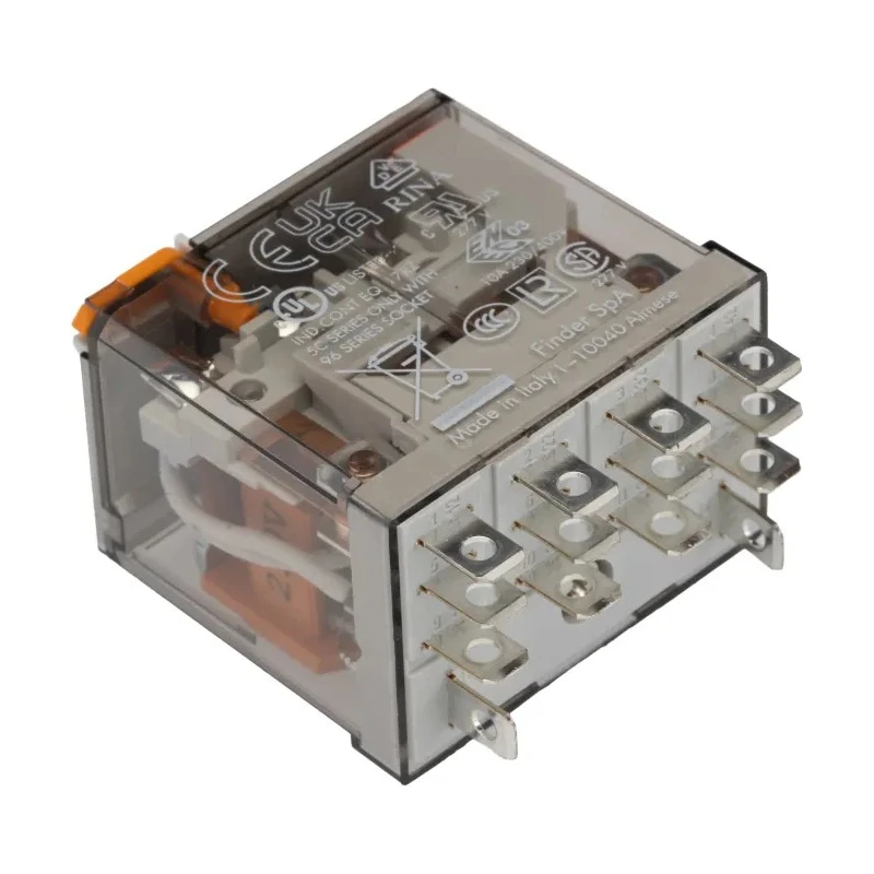 Finder Power Relay 230V AC Coil 12A Switching Current 4PDT Quick Connect Silver Alloy Contacts 56.34.8.230.0040
