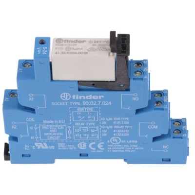 Finder 38 Series Interface Relay DIN Rail 24V DC DPDT 19.5mA 8A 1230Ω 250VAC 38.52.7.024.0050