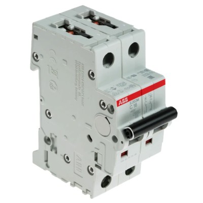 ABB System Pro M Compact S200M Miniature Circuit Breaker 2-Pole 16A Type C 440V AC 125V DC 10 kA 2CDS272001R0164 S202M-C16