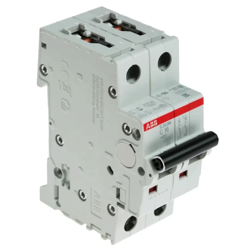 ABB System Pro M Compact S200M Miniature Circuit Breaker 2-Pole 16A Type C 440V AC 125V DC 10 kA 2CDS272001R0164 S202M-C16