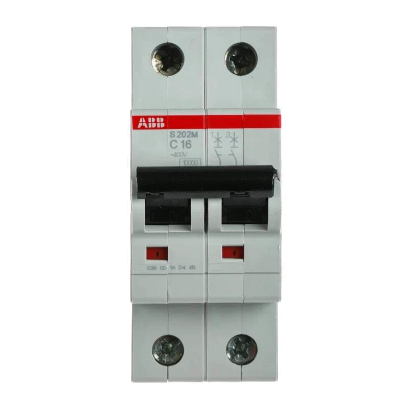 ABB System Pro M Compact S200M Miniature Circuit Breaker 2-Pole 16A Type C 440V AC 125V DC 10 kA 2CDS272001R0164 S202M-C16