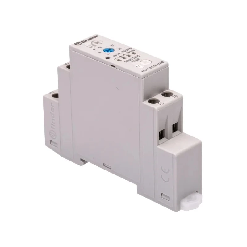 Finder 80 Series DIN Rail Timer Relay 1-Contact SPST, Multifunction, Time Range 0.1s–24h, 24–240V AC/DC 80.71.0.240.0000