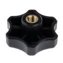 RS PRO Black Thermoplastic Scallop Clamping Knob Female, 60 mm Diameter, 12 mm Thread, Brass Insert, 161-111