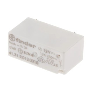 Finder PCB Power Relay, 12V DC Coil, 12A Switching, SPDT, Low Profile, RoHS 41.31.9.012.0010