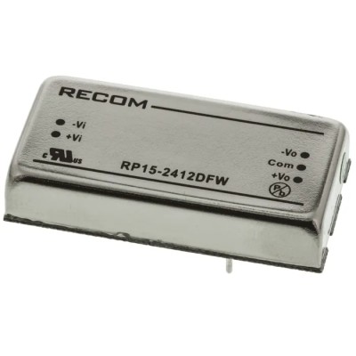 Recom DC/DC Converter 15W 12V/-12V Through-Hole , 9–36V Input, 1.6kV Isolation, 85°C Max RP15-FW