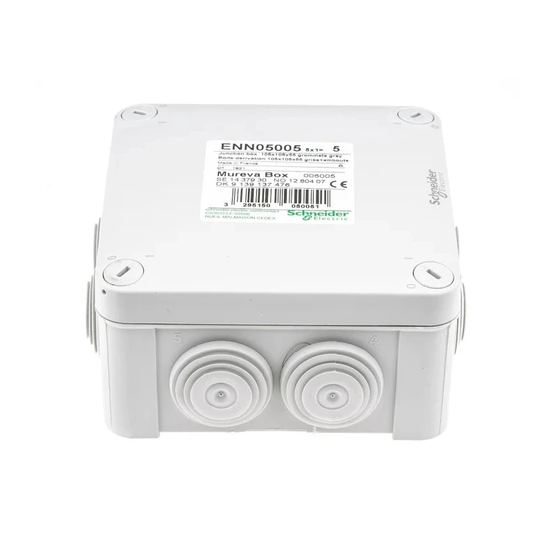 Schneider Electric Mureva Series Polypropylene Junction Box, IP55, 105 × 105 × 55 mm, Grey ENN05005