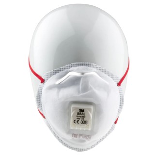 3M FFP3 Disposable Face Mask Valved Cup, 8300 Series, 10 Per Pack, Moulded, EN 149:2001+A1:2009, 