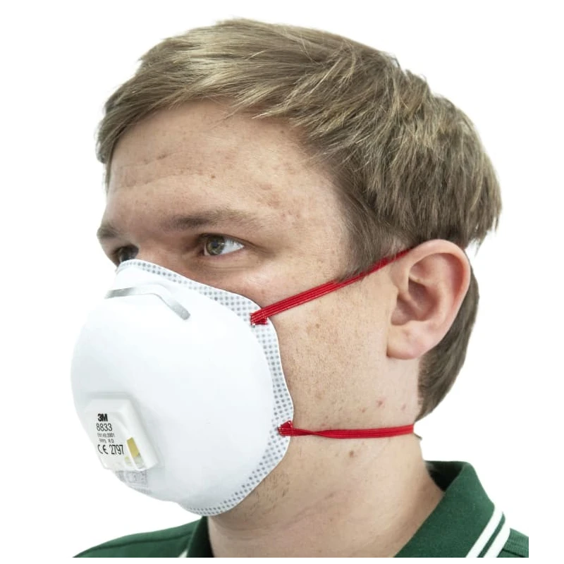3M FFP3 Disposable Face Mask Valved Cup, 8300 Series, 10 Per Pack, Moulded, EN 149:2001+A1:2009, 