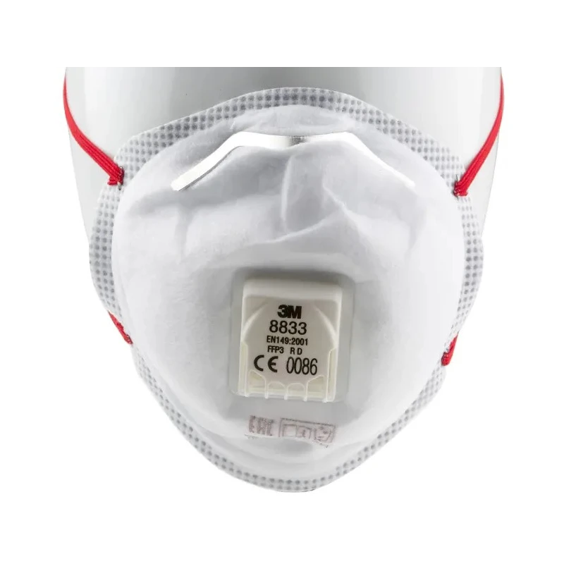 3M FFP3 Disposable Face Mask Valved Cup, 8300 Series, 10 Per Pack, Moulded, EN 149:2001+A1:2009, 