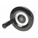 Elesa Revolving Handle Hand Wheel Duroplast, Steel Hub, 125 mm Diameter, Black 73720