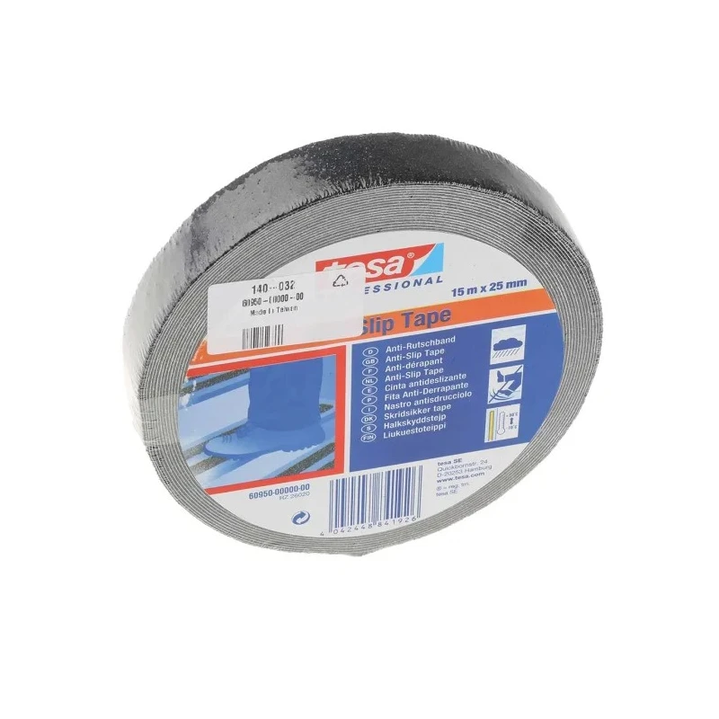 Tesa Adhesive Anti-Slip Tape Black, 15m x 25mm x 0.81mm, Self-Adhesive, Robust, 60950-00000-02