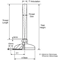 Nu-Tech Engineering Adjustable Foot M16 100mm Diameter Stainless Steel 1000kg 3.5° Tilt A205/008