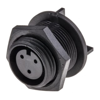 Bulgin Miniature Circular Connector, Socket, Rear Mount, 3 Contacts, Female, IP68, Buccaneer 400 Series, 250V, 8A PX0413/03S