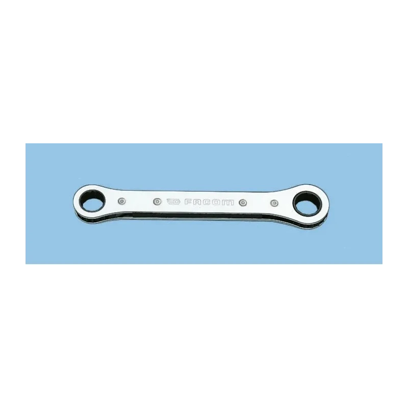Facom Ratchet Ring Spanner 12 x 13 mm, Offset Head, Satin Chrome, 170 mm Length 64.12X13