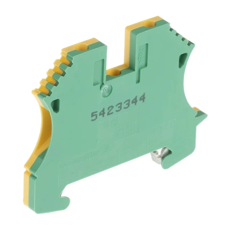 Weidmüller 2-Way WPE 2.5 Earth Terminal Block 25mm², 800V, Screw Termination, Wemid Housing, ATEX 1010000000