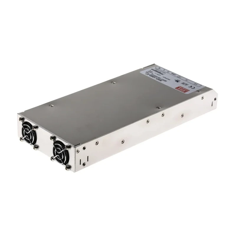 MEAN WELL RSP-1000-27 Switching Power Supply, 27V DC, 999W, 37A, Chassis Mount, Universal Input, Dual Fans