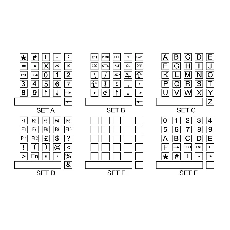 Storm Keypad Legend Sheet for 900 Series and 700 Series, Legend Tiles Set A, ABS, Mid-Grey, 26 Keys, 1 Space Bar 70A00102