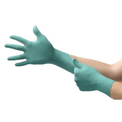 Ansell Powdered Neoprene Disposable Gloves, Chemical Resistant, Size S, Green, 285mm Length, 100 per Pack 25201070