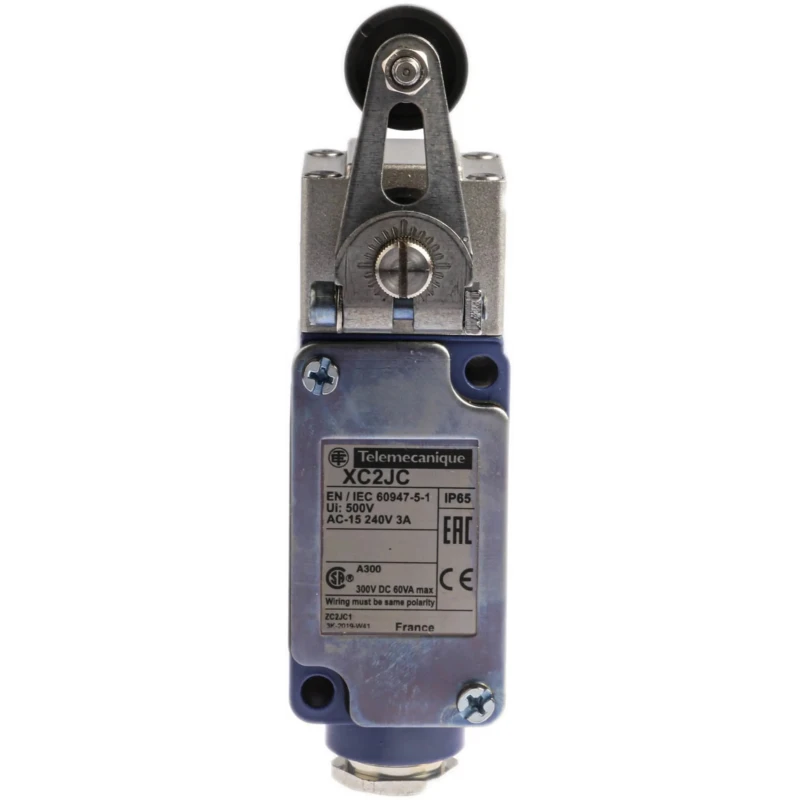 Telemecanique Sensors OsiSense XC Series Roller Lever Limit Switch, Metal Housing, Snap Action, 3A, 240V AC, IP65, XC2JC10111