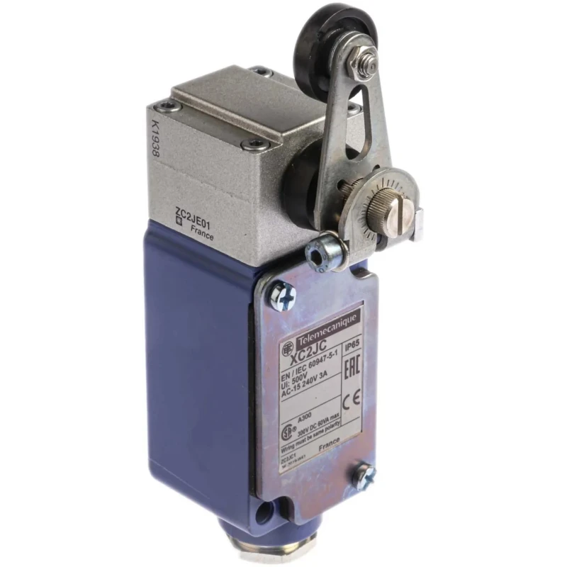 Telemecanique Sensors OsiSense XC Series Roller Lever Limit Switch, Metal Housing, Snap Action, 3A, 240V AC, IP65, XC2JC10111