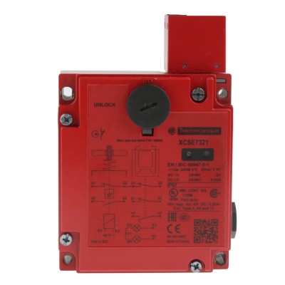 Telemecanique Sensors XCS-E Series Solenoid Interlock Switch, Power to Unlock, Key Actuator, 48V AC/DC, 0.27A XCSE7321