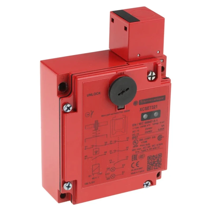 Telemecanique Sensors XCS-E Series Solenoid Interlock Switch, Power to Unlock, Key Actuator, 48V AC/DC, 0.27A XCSE7321