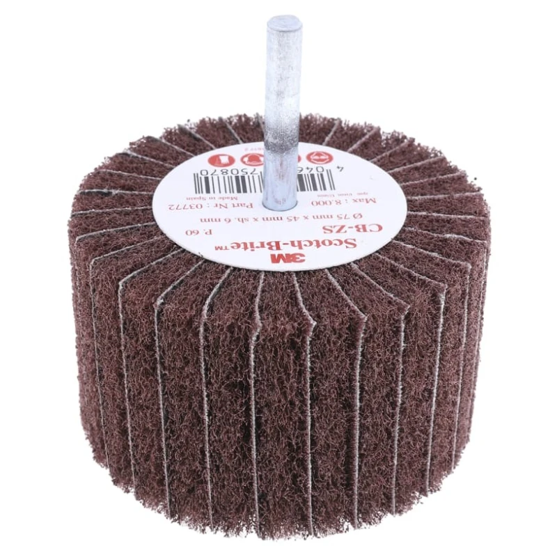 3M Circular Abrasive Brush, 75 mm Diameter, 7500 rpm, 6 mm Shank, P60 Grit, Aluminium Oxide CB-ZS*/3M450 (COMBI) 17143