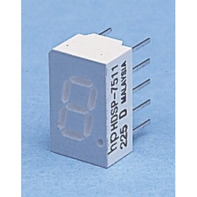 Broadcom 1-Digit 7-Segment Red LED Display, Anode, Right Side Decimal, 7.6mm, HDSP-7501-CD000