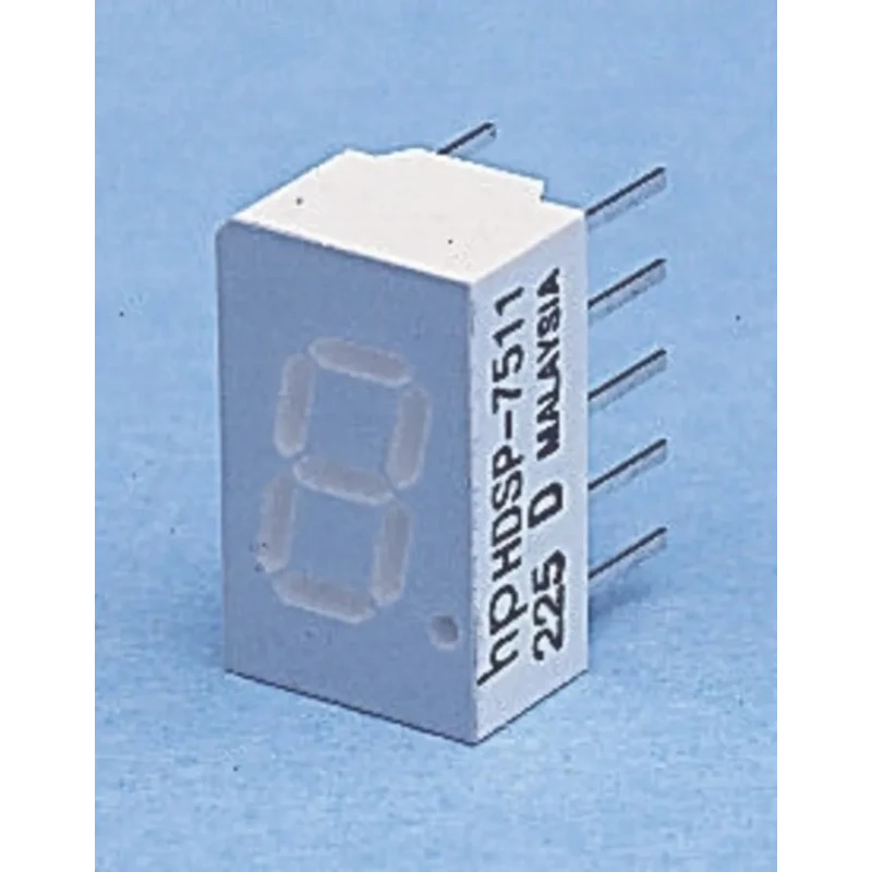 Broadcom 1-Digit 7-Segment Red LED Display, Anode, Right Side Decimal, 7.6mm, HDSP-7501-CD000
