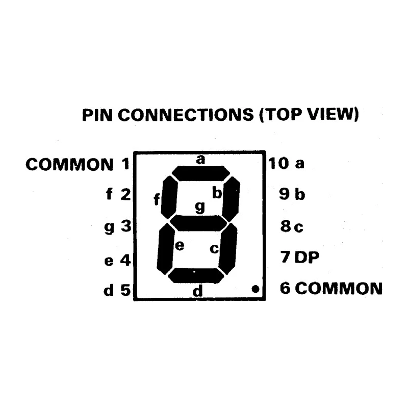 Broadcom 1-Digit 7-Segment Red LED Display, Anode, Right Side Decimal, 7.6mm, HDSP-7501-CD000