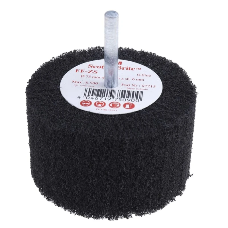 3M Nylon Abrasive Brush 75 mm Diameter, Nylon Bristle, 8500 rpm Fine Finish FF-ZS 12015