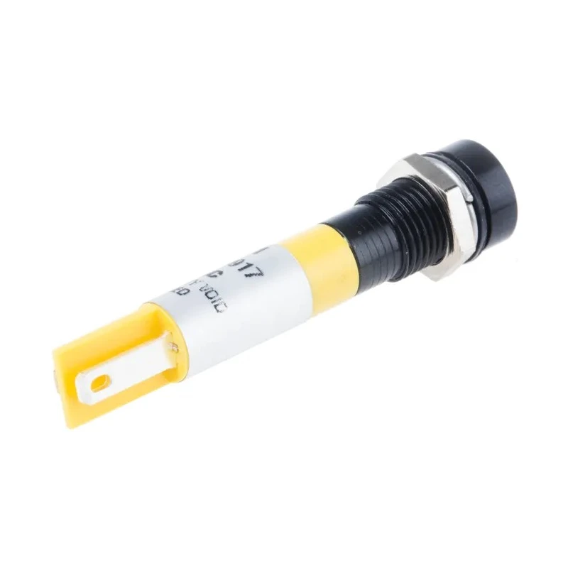 RS PRO Yellow Panel Mount Indicator 230V AC, 3mA, Recessed, 41mm, 8mm Mount Hole, Model 204-041