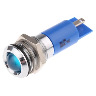 RS PRO Blue Panel Mount Indicator, 240V AC, Solder Tab, IP40, Prominent Bezel 204-394