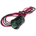 RS PRO Panel Mount LED Indicator 24V DC, Green, Lead Wire, Prominent Bezel, 21mm Length 204-423