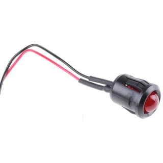 RS PRO Red Panel Mount LED Indicator, 24V DC, 20mA, Lead Wire Termination, Prominent Bezel, 14 mm Mounting Hole 204-417