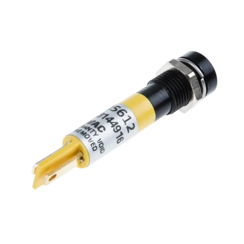 RS PRO Yellow Panel Mount LED Indicator, 24V AC, 20mA, Solder Tab Termination, Recessed Bezel 205-612