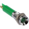 RS PRO Green Panel Mount LED Indicator 24V DC 20mA, Solder Tab Termination, Recessed Bezel, Silver, 34.4mm Panel 205-022