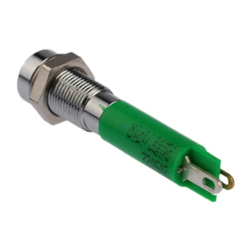 RS PRO Green Panel Mount LED Indicator 24V DC 20mA, Solder Tab Termination, Recessed Bezel, Silver, 34.4mm Panel 205-022