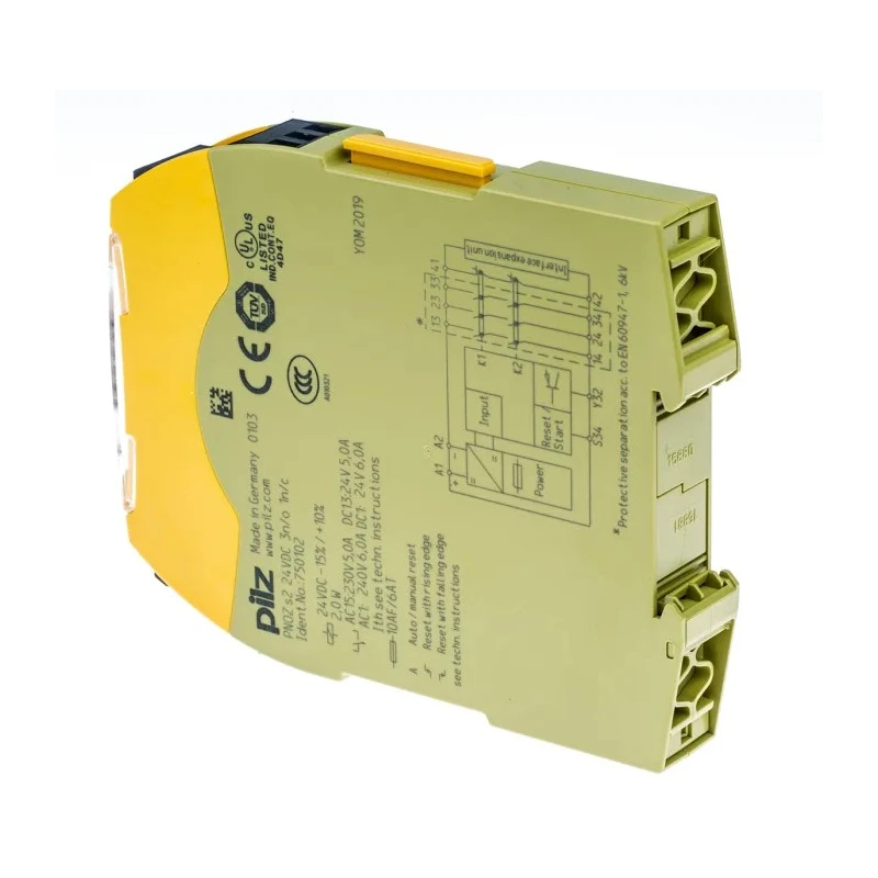 Pilz Safety Relay PNOZ s2, 24V DC, 3 Safety Contacts, DIN Rail, IP54, Model 750102