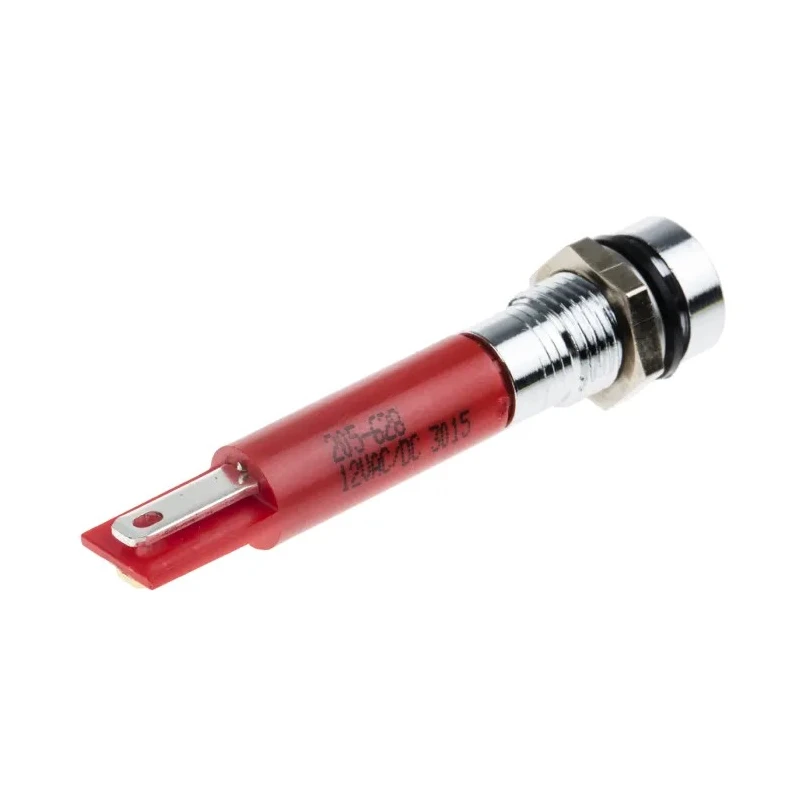 RS PRO Red Panel Mount LED Indicator, 12V, 20mA, Solder Tab Termination, IP67, Recessed 205-628