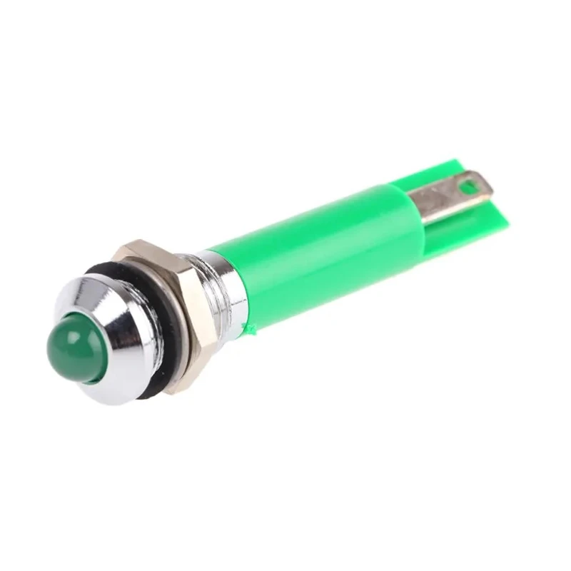 RS PRO Green Panel Mount Indicator, 110V AC, Solder Tab, Prominent Bezel, 40mm Length, Model 205-224