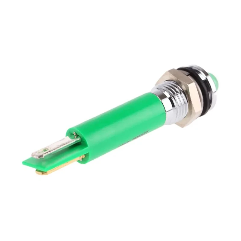 RS PRO Green Panel Mount Indicator, 110V AC, Solder Tab, Prominent Bezel, 40mm Length, Model 205-224