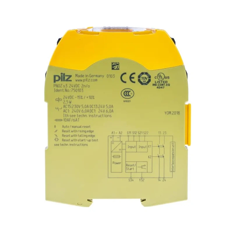 Pilz PNOZ s3 24V DC Safety Relay, 2 Safety Contacts, DIN Rail, IP54, 2.5W, Model 750103