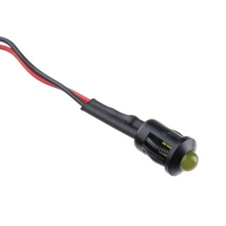 RS PRO Yellow Panel Mount Indicator 24V DC 20mA Lead Wire Termination Prominent Bezel 206-463